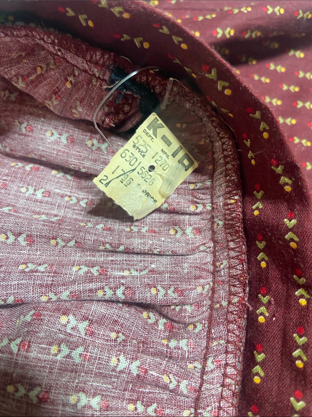 Britches n Things Vintage 70s Prairie Skirt Size 9 Burgundy Floral NWT Deadstock - Picture 5 of 12